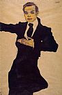 Egon Schiele Famous Paintings - Portrait of the Painter Max Oppenheimer